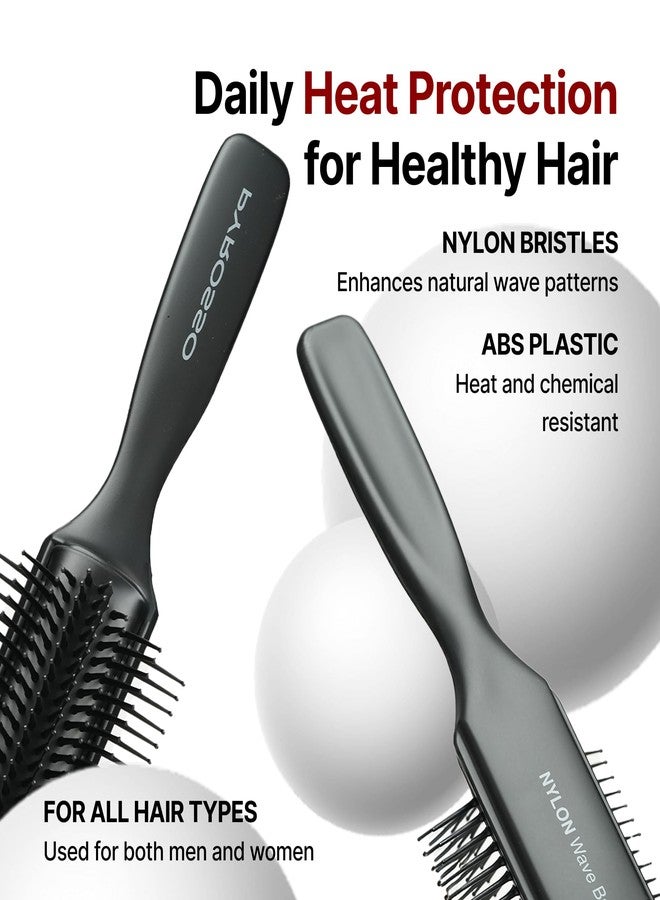 Pyrosso Round Volume Styling Brush, Heat-Resistant Nylon Bristles, Professional Hair Brush for Men, Black - Image 3